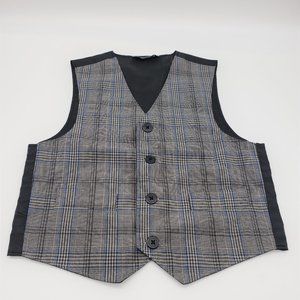 Boys Dress Suit Vest Gray Plaid 4 Buttons with Pockets Size 5